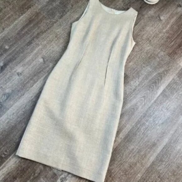 Paula Ka Tweed Robe Tan Fitted Dress - Picture 2 of 7